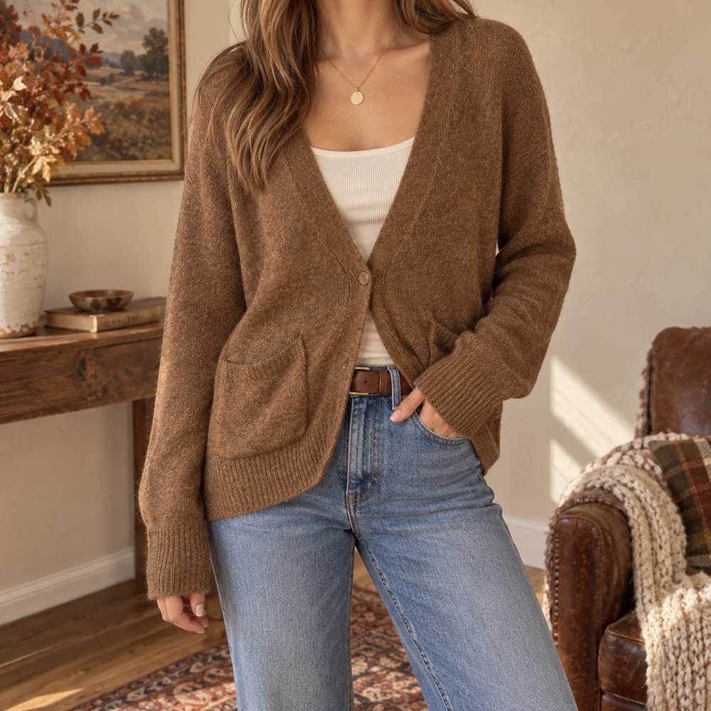 Abercrombie & Fitch Brown Oversized Cardigan Large Slouchy Grandpa Coastal